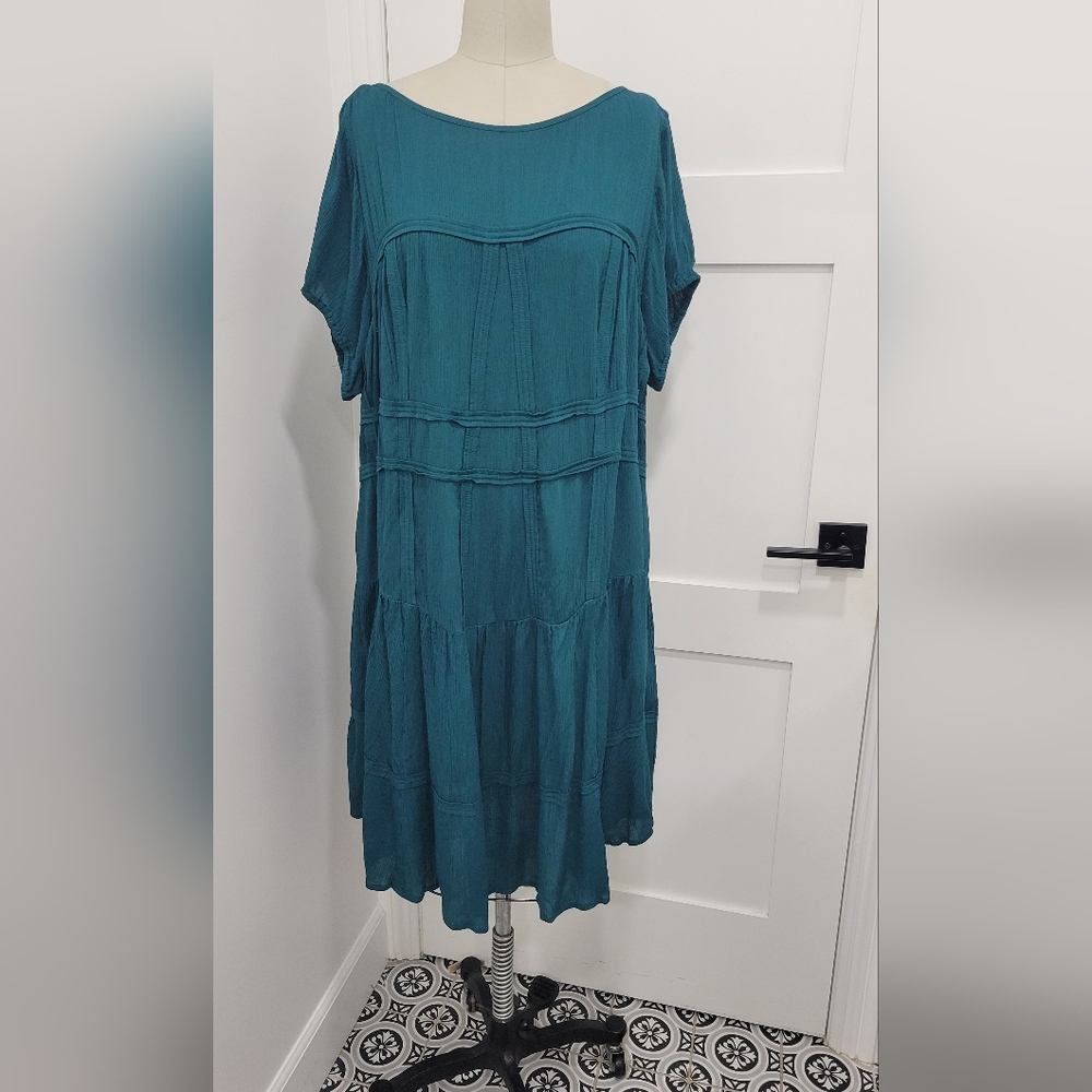 Wayward Fancies eShakti Rayon Crinkle Tiered Shift Dress Size 2X Cottagecore